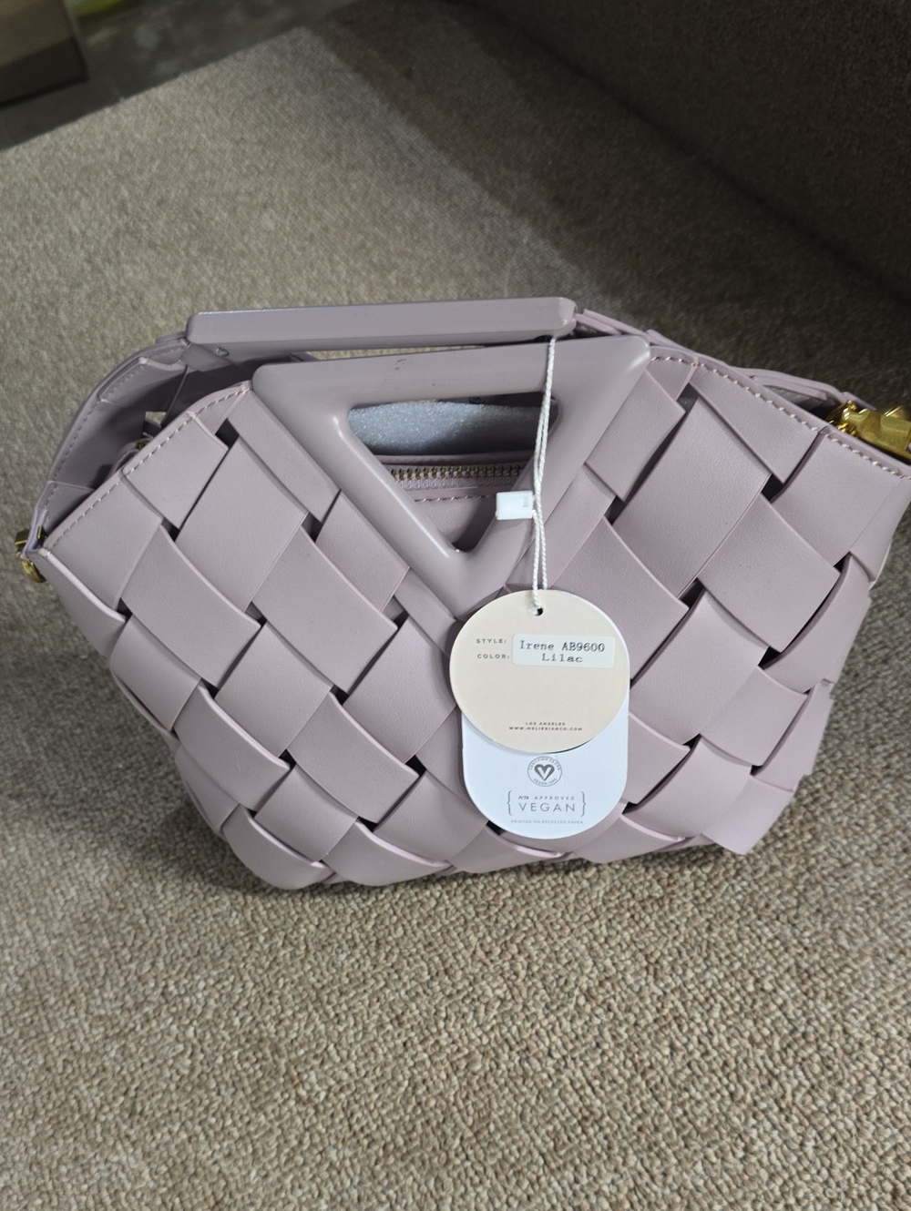 Melie Bianco Lilac Woven Mini Handbag